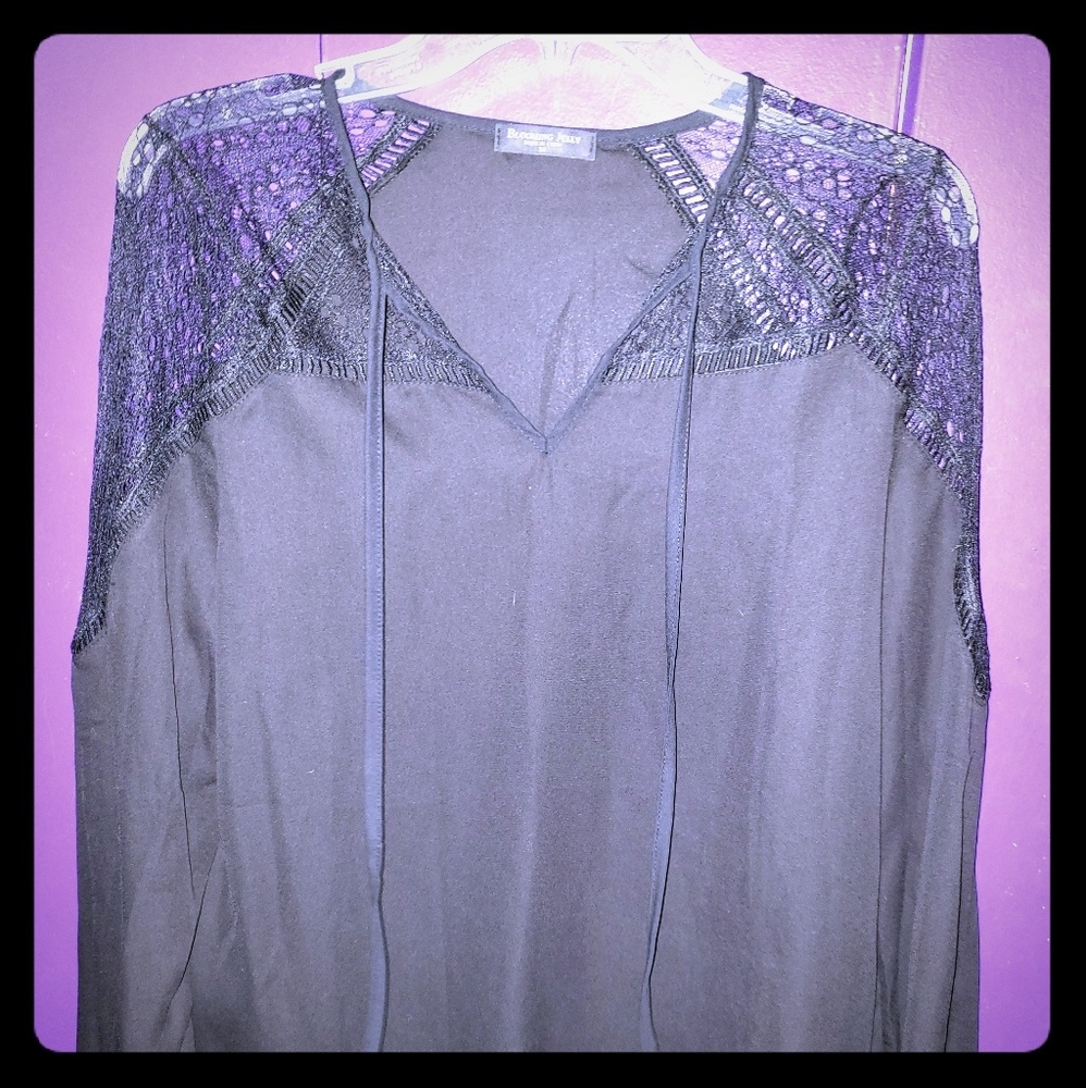 Blooming Jelly Lace Shoulder Blouse Black